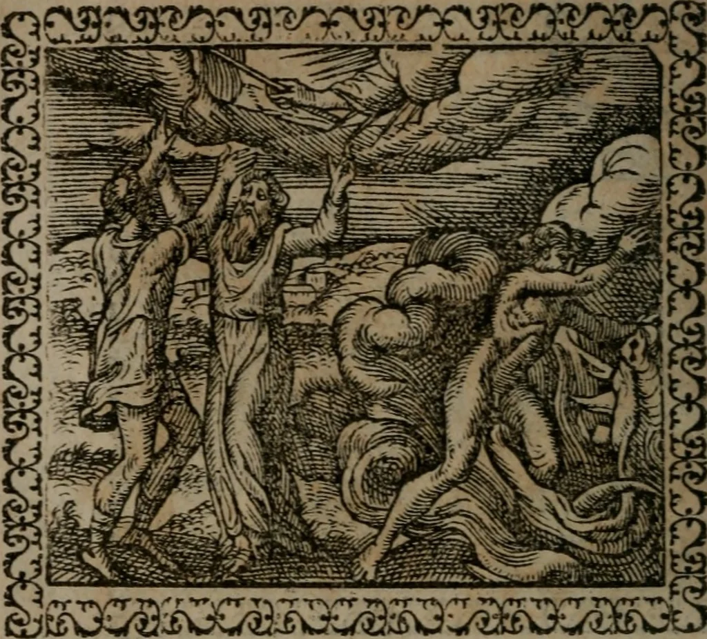 An illustration from Emblemata : et aliquot nummi antiqui operis, 1566, leaf 79