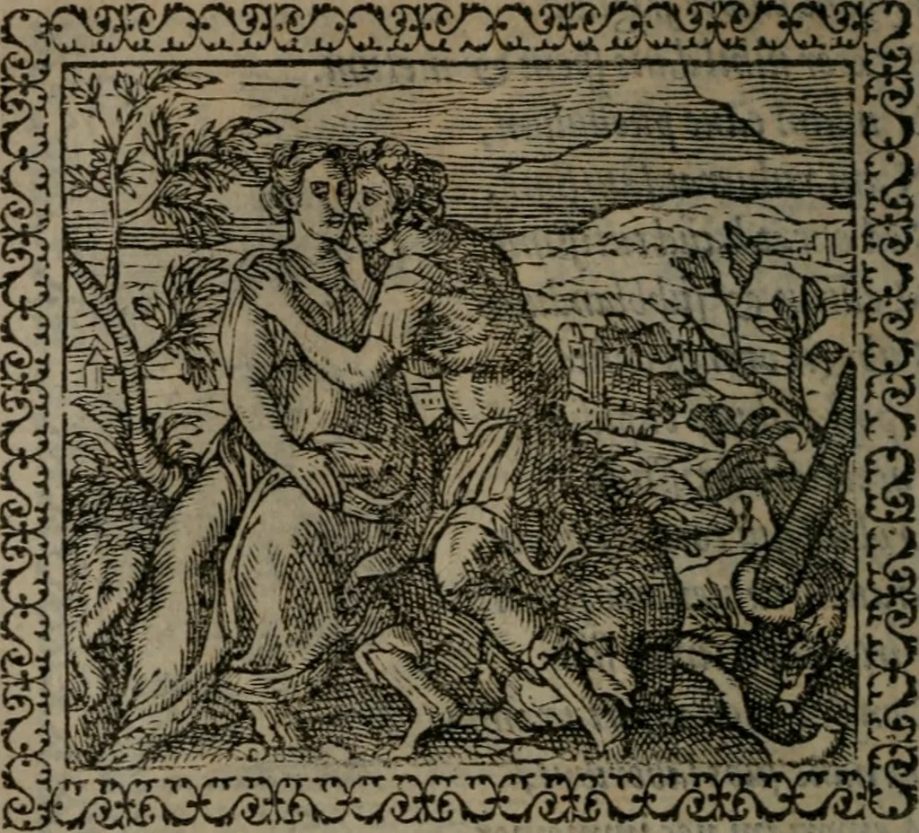 An illustration from Emblemata : et aliquot nummi antiqui operis, 1566, leaf 87