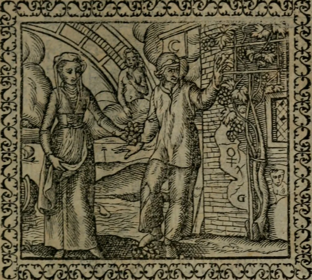 An illustration from Emblemata : et aliquot nummi antiqui operis, 1566, leaf 94