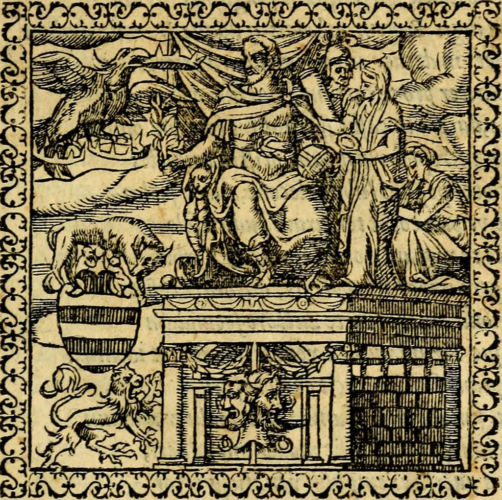 An illustration from Emblemata, et aliqvot nvmmi antiqvi operis, 1566, leaf 10