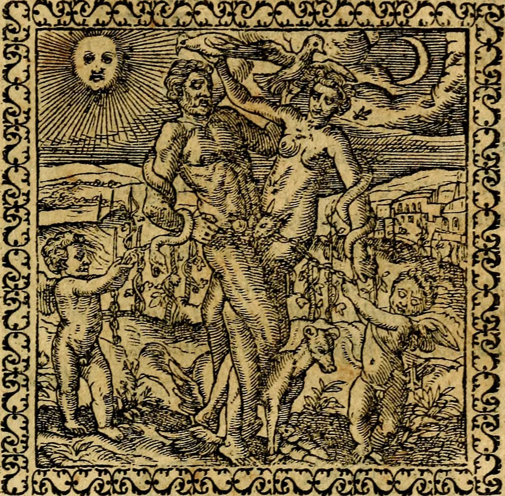 An illustration from Emblemata, et aliqvot nvmmi antiqvi operis, 1566, leaf 108