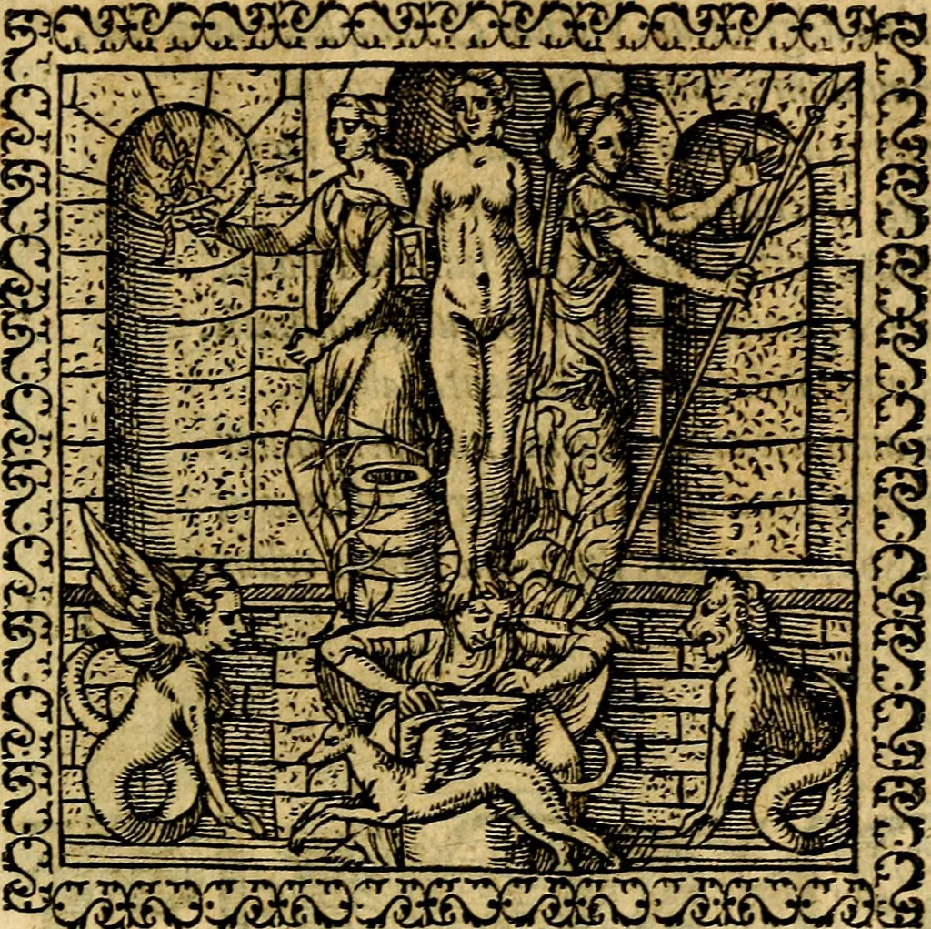 An illustration from Emblemata, et aliqvot nvmmi antiqvi operis, 1566, leaf 124