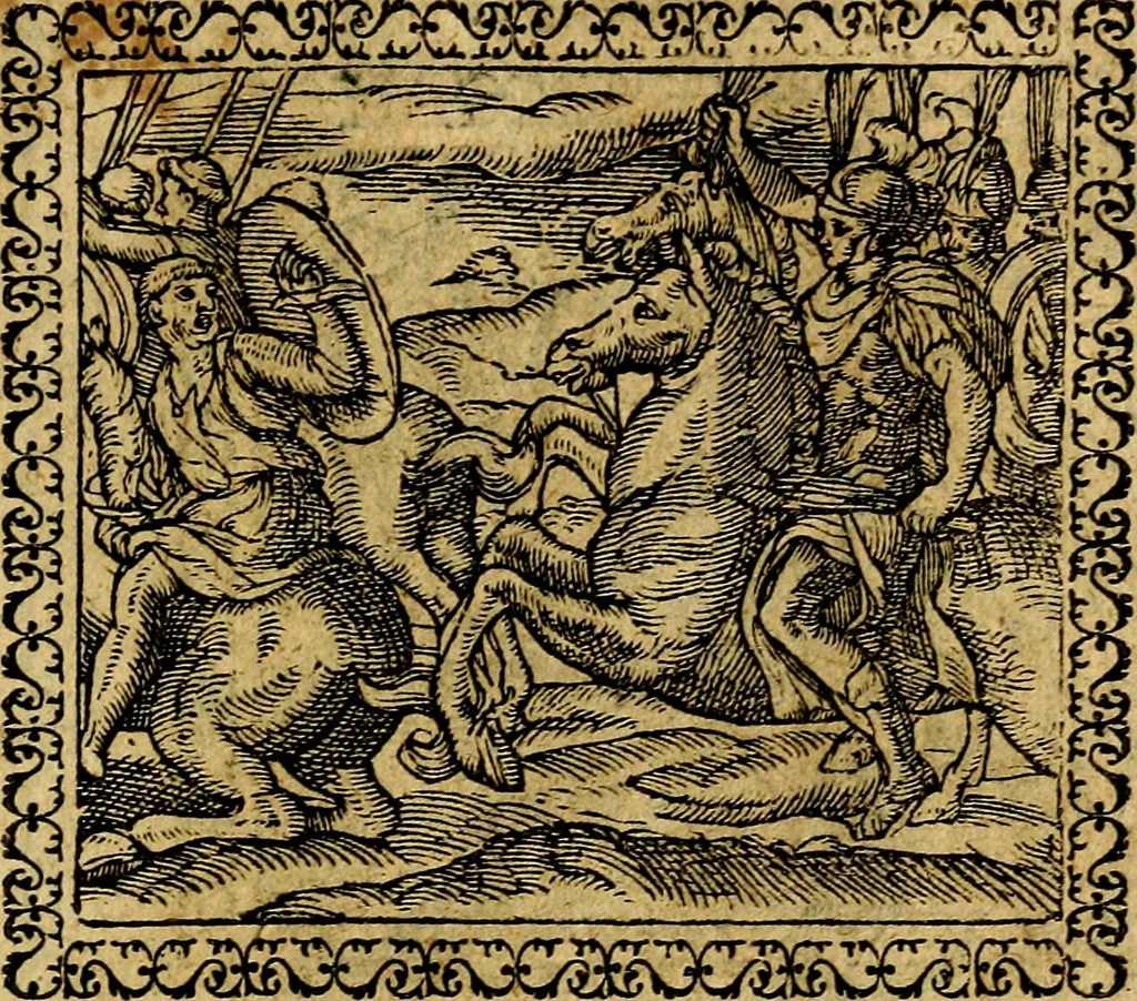 An illustration from Emblemata, et aliqvot nvmmi antiqvi operis, 1566, leaf 140