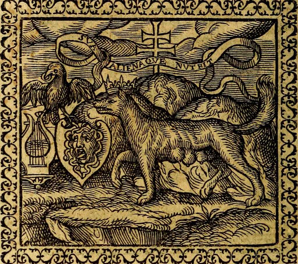 An illustration from Emblemata, et aliqvot nvmmi antiqvi operis, 1566, leaf 143