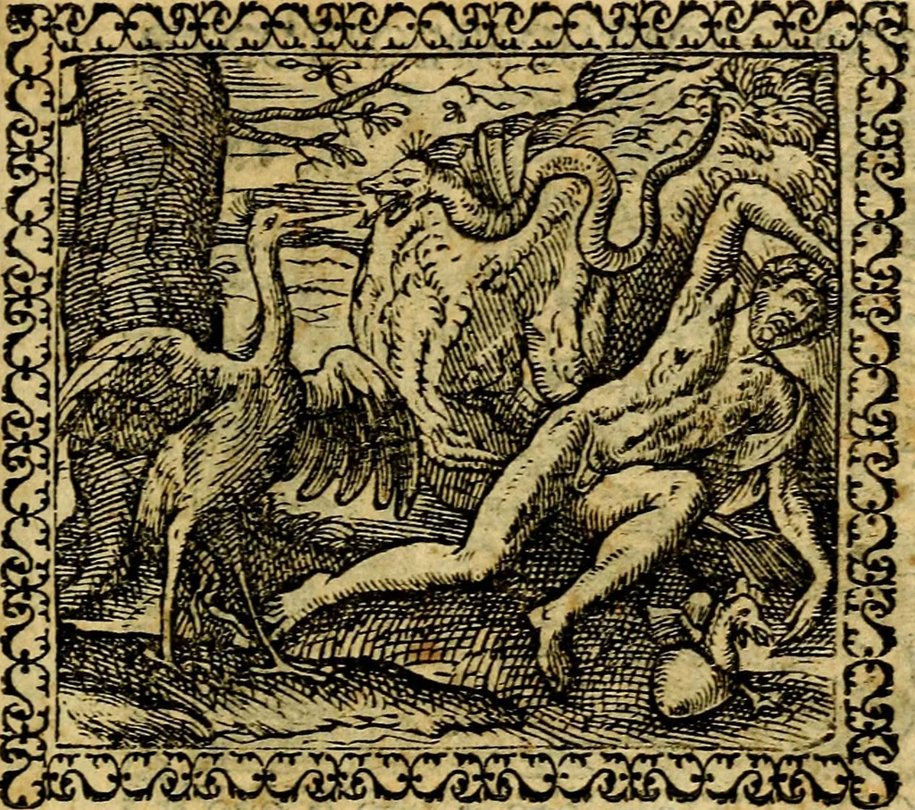An illustration from Emblemata, et aliqvot nvmmi antiqvi operis, 1566, leaf 18