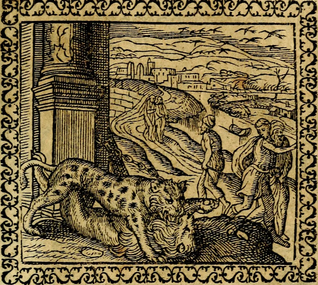 An illustration from Emblemata, et aliqvot nvmmi antiqvi operis, 1566, leaf 180