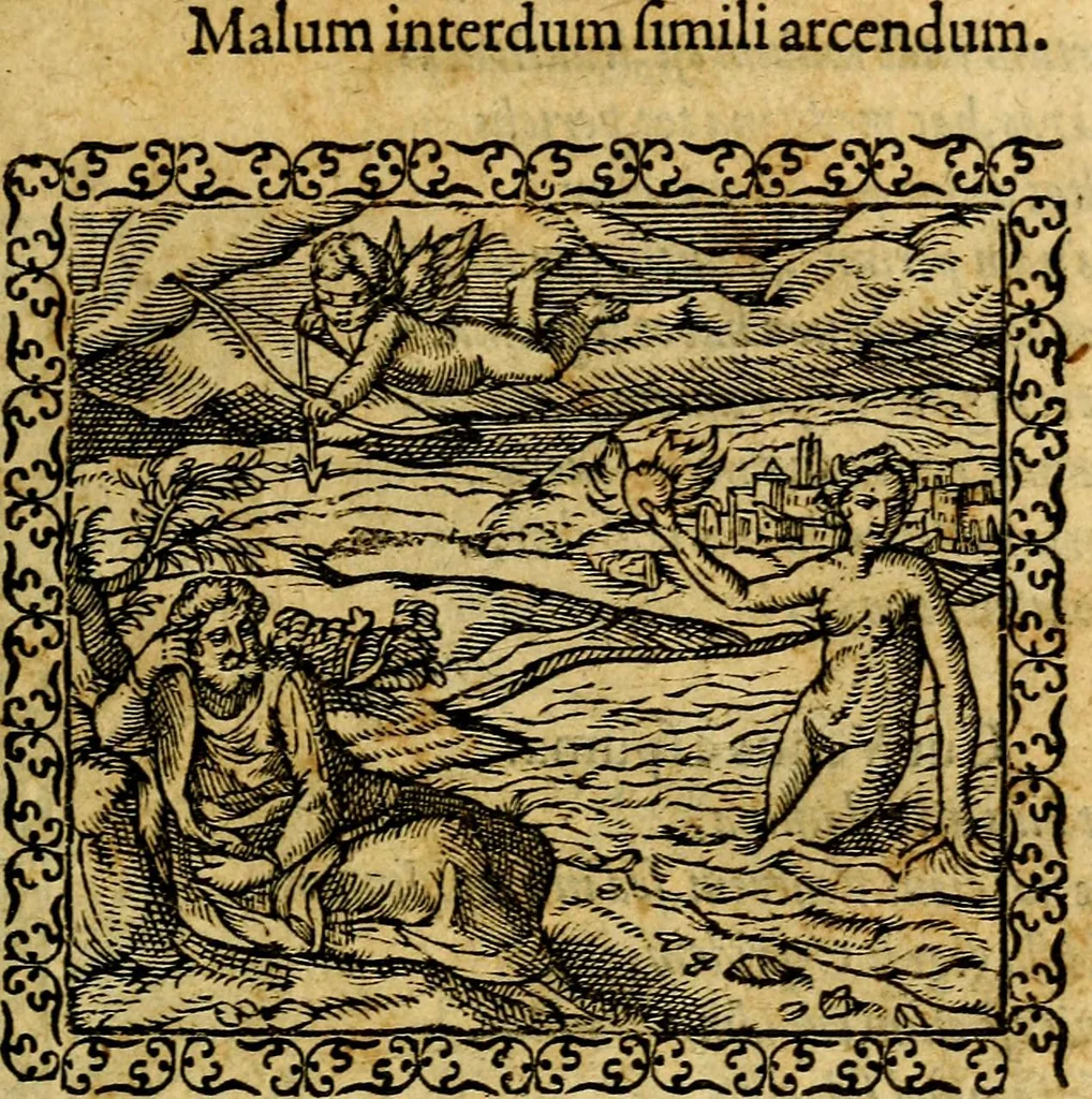 An illustration from Emblemata, et aliqvot nvmmi antiqvi operis, 1566, leaf 20