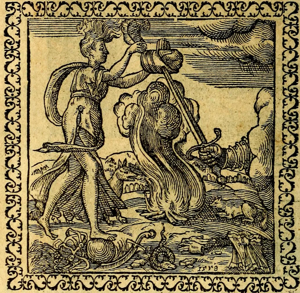 An illustration from Emblemata, et aliqvot nvmmi antiqvi operis, 1566, leaf 203