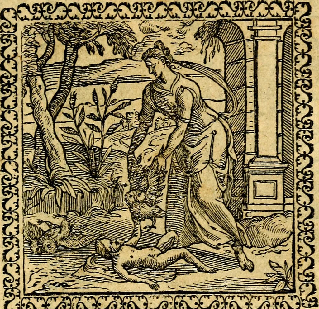 An illustration from Emblemata, et aliqvot nvmmi antiqvi operis, 1566, leaf 204