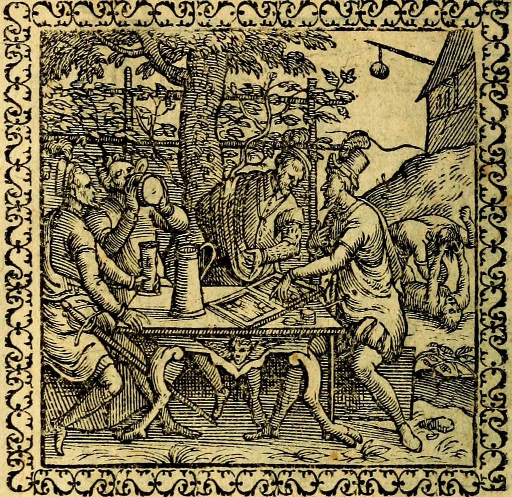 An illustration from Emblemata, et aliqvot nvmmi antiqvi operis, 1566, leaf 215