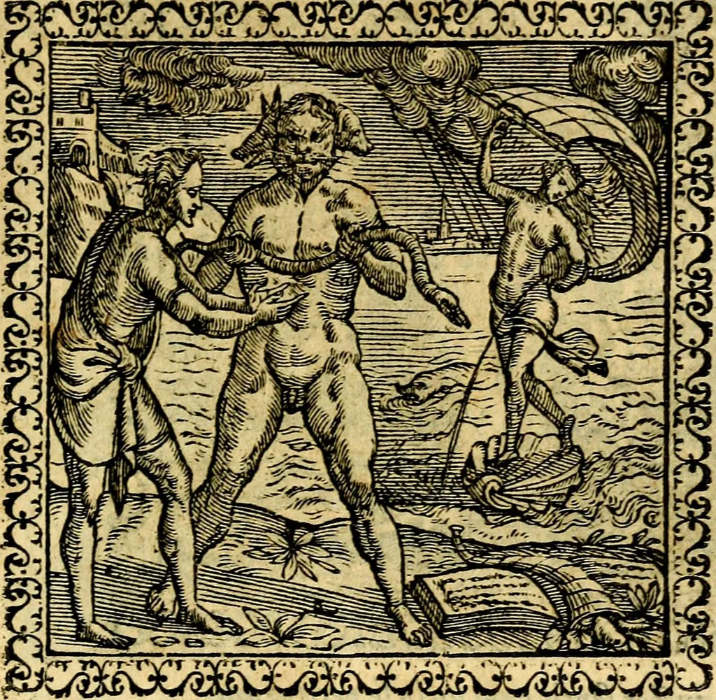 An illustration from Emblemata, et aliqvot nvmmi antiqvi operis, 1566, leaf 220