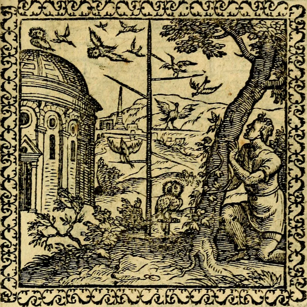 An illustration from Emblemata, et aliqvot nvmmi antiqvi operis, 1566, leaf 226