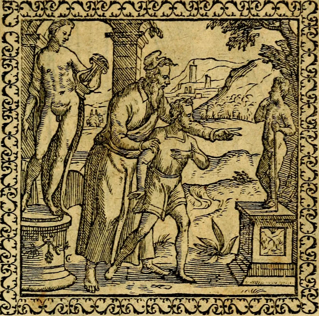 An illustration from Emblemata, et aliqvot nvmmi antiqvi operis, 1566, leaf 228