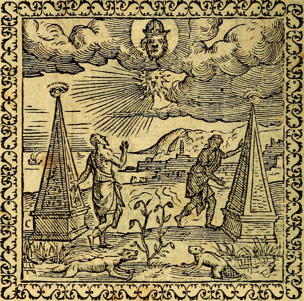 An illustration from Emblemata, et aliqvot nvmmi antiqvi operis, 1566, leaf 257