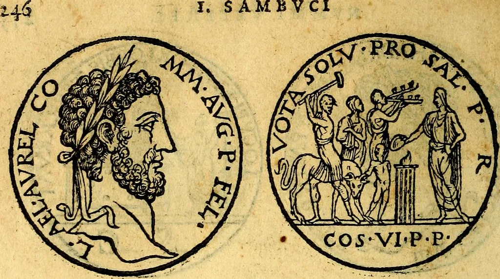 An illustration from Emblemata, et aliqvot nvmmi antiqvi operis, 1566, leaf 265