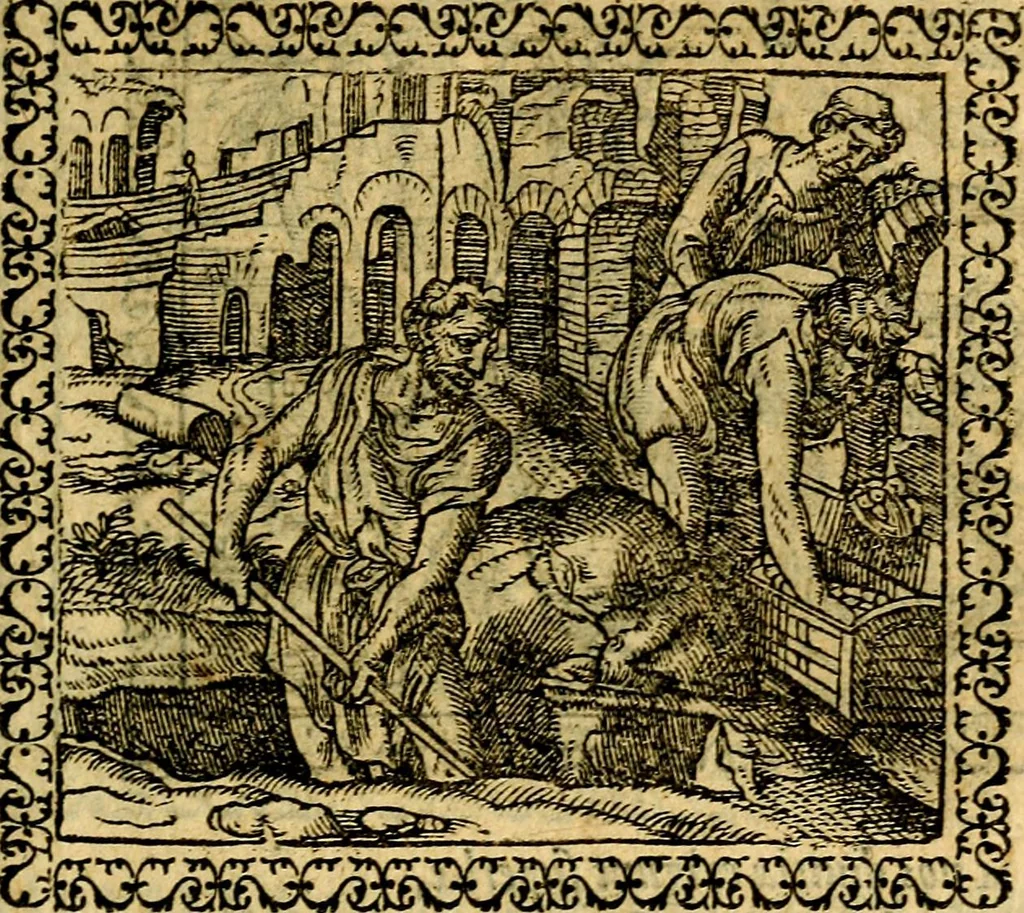 An illustration from Emblemata, et aliqvot nvmmi antiqvi operis, 1566, leaf 38