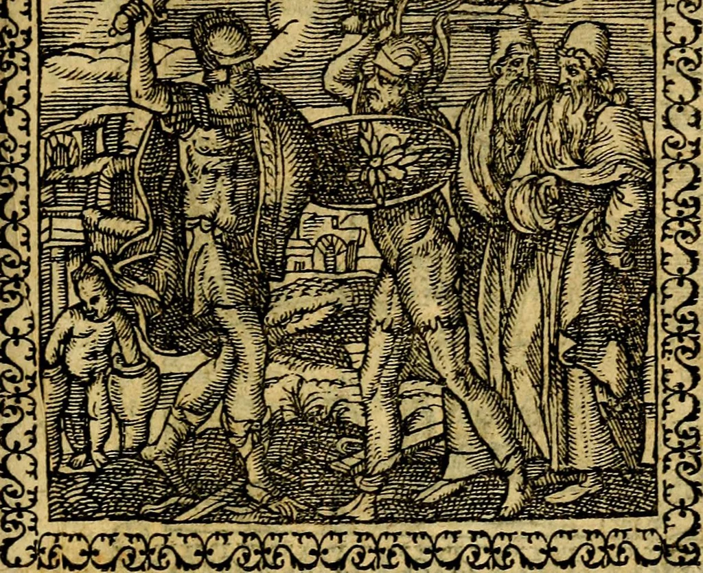 An illustration from Emblemata, et aliqvot nvmmi antiqvi operis, 1566, leaf 42