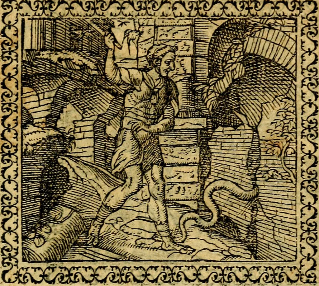 An illustration from Emblemata, et aliqvot nvmmi antiqvi operis, 1566, leaf 46