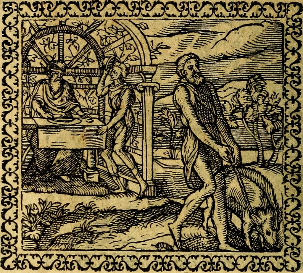 An illustration from Emblemata, et aliqvot nvmmi antiqvi operis, 1566, leaf 47
