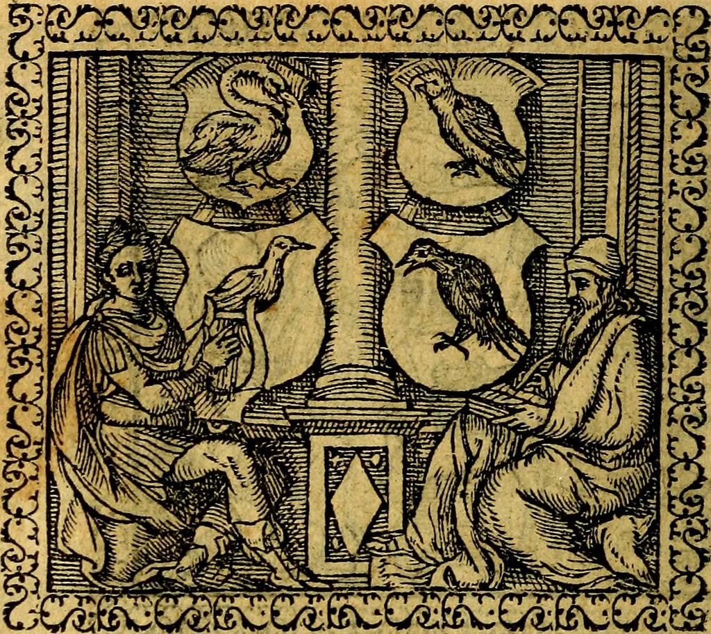 An illustration from Emblemata, et aliqvot nvmmi antiqvi operis, 1566, leaf 53