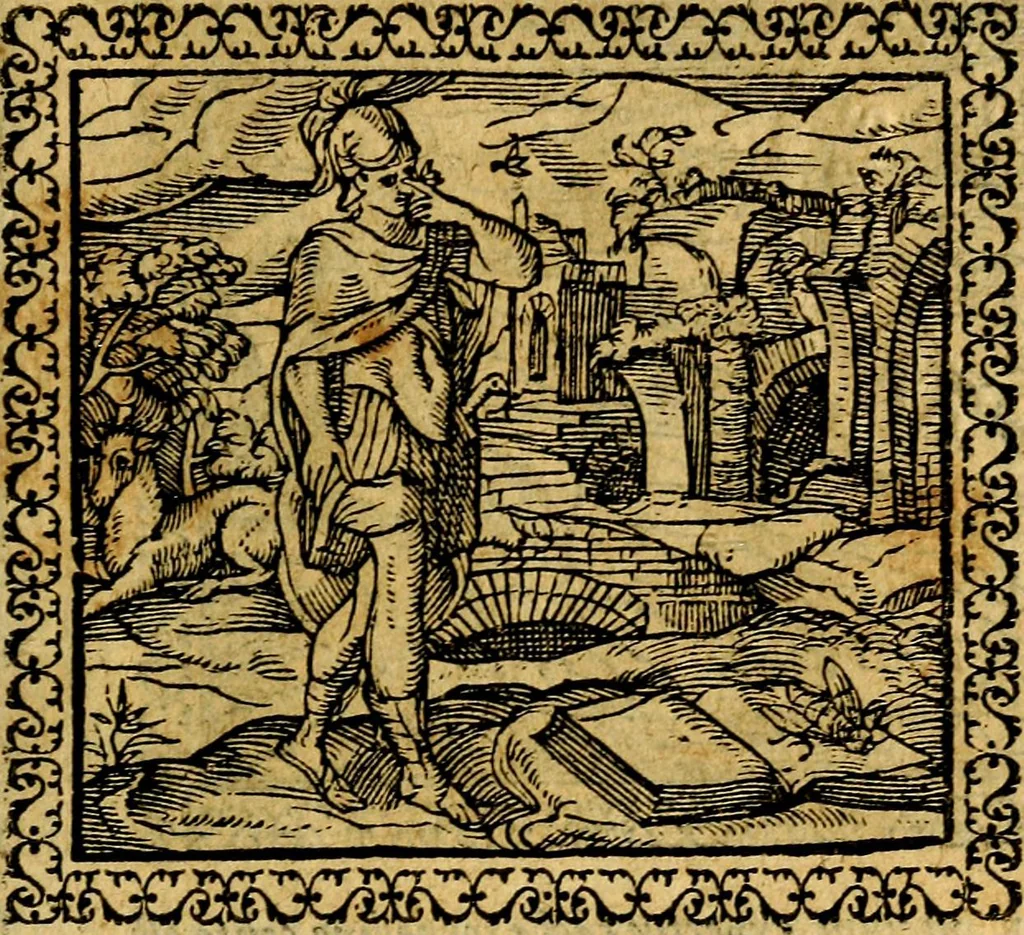 An illustration from Emblemata, et aliqvot nvmmi antiqvi operis, 1566, leaf 62