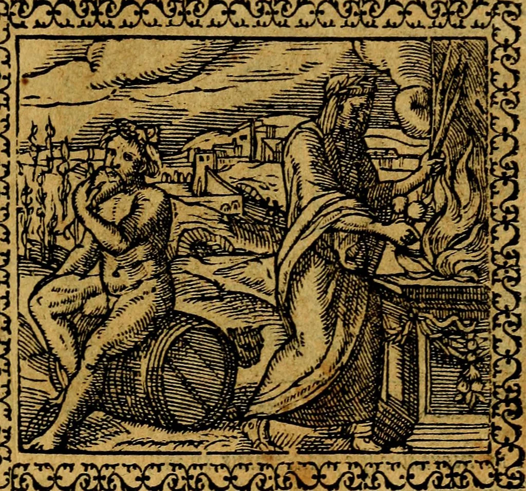 An illustration from Emblemata, et aliqvot nvmmi antiqvi operis, 1566, leaf 72