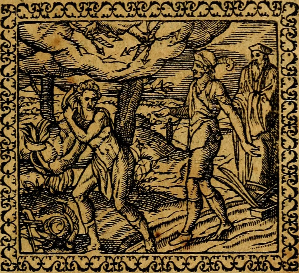 An illustration from Emblemata, et aliqvot nvmmi antiqvi operis, 1566, leaf 80
