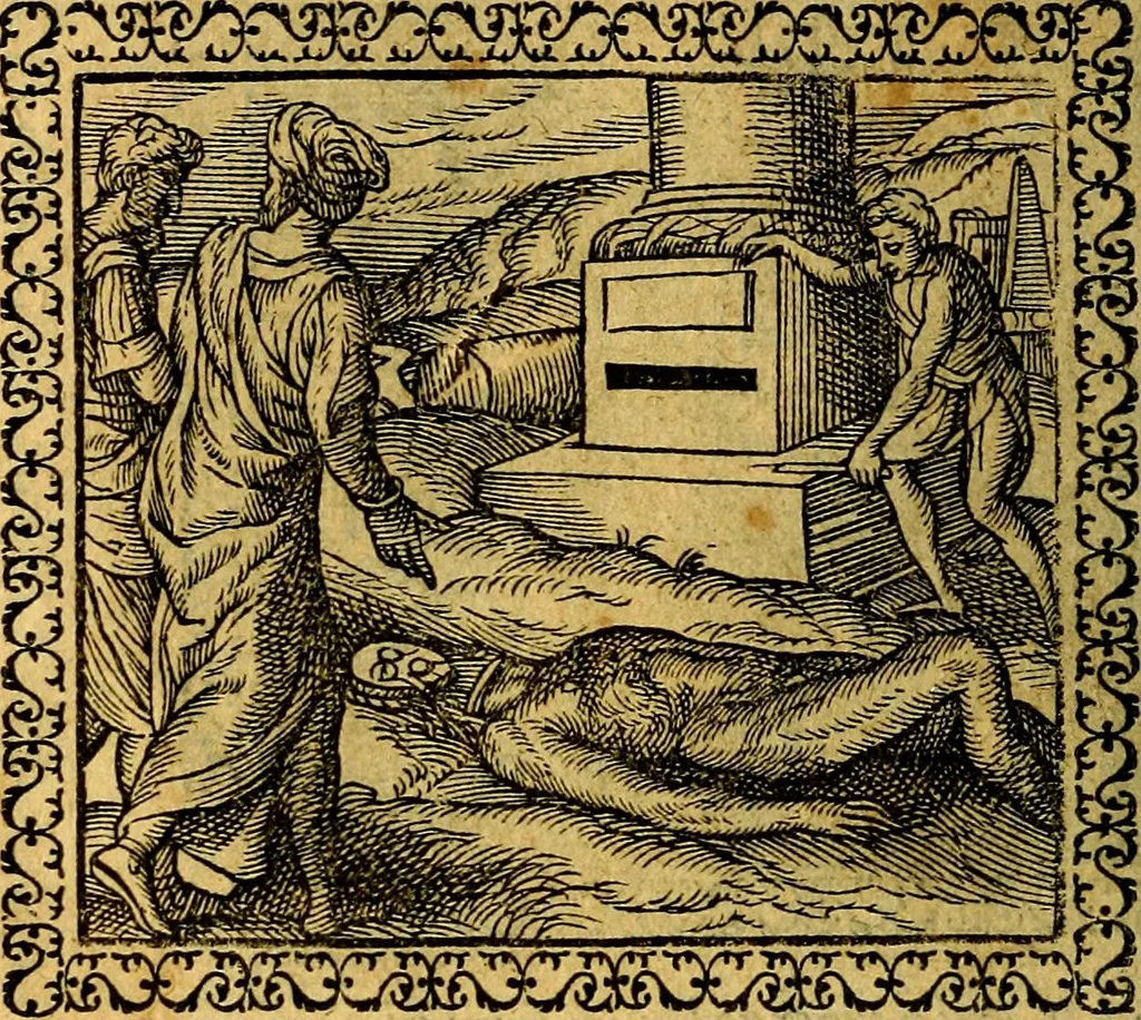 An illustration from Emblemata, et aliqvot nvmmi antiqvi operis, 1566, leaf 91
