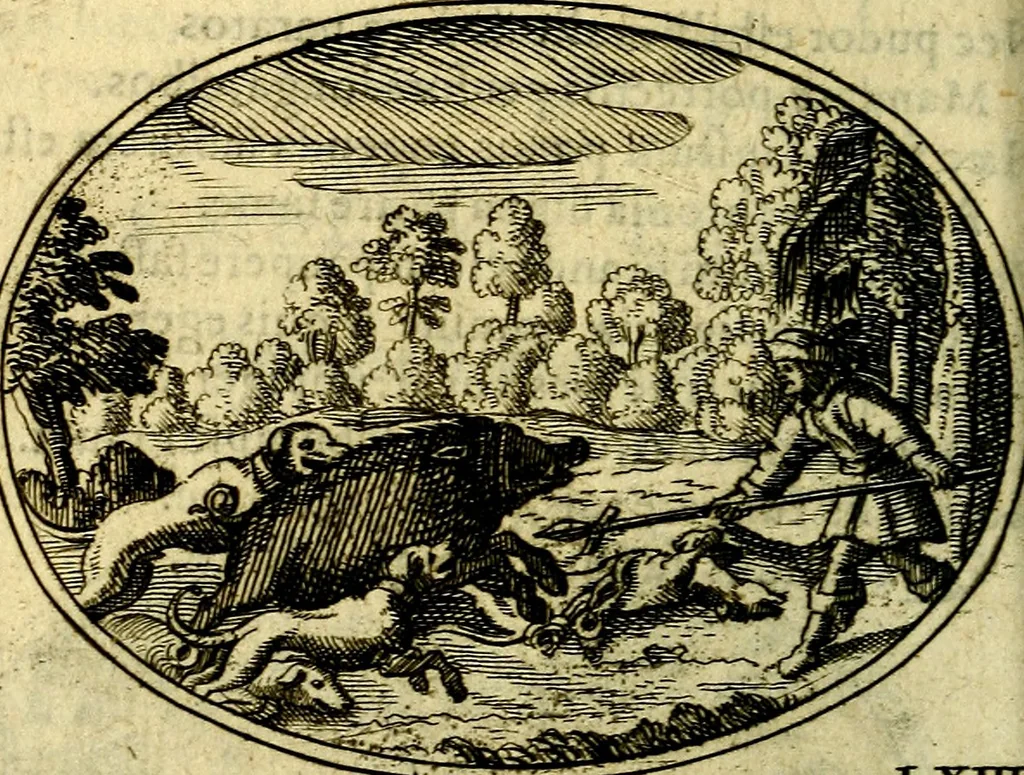 An illustration from Emblemata ethico-politica carmine explicata, 1661, leaf 105