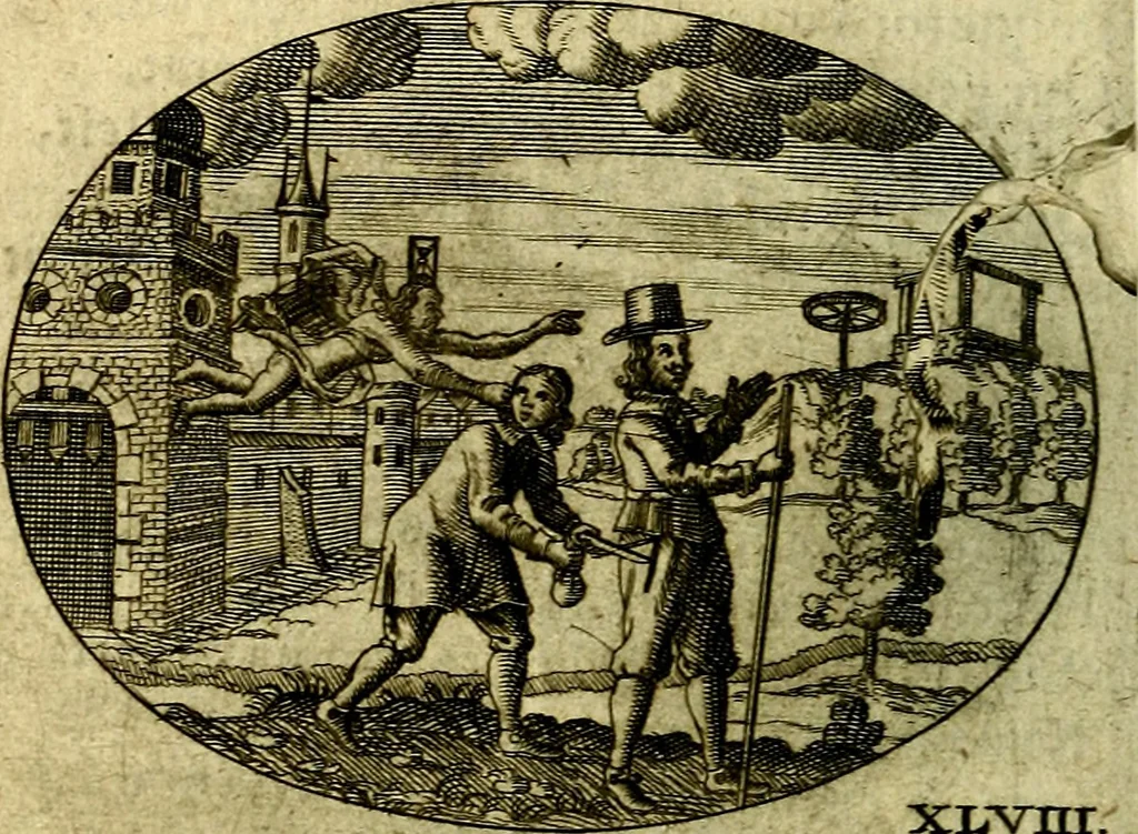 An illustration from Emblemata ethico-politica carmine explicata, 1661, leaf 85