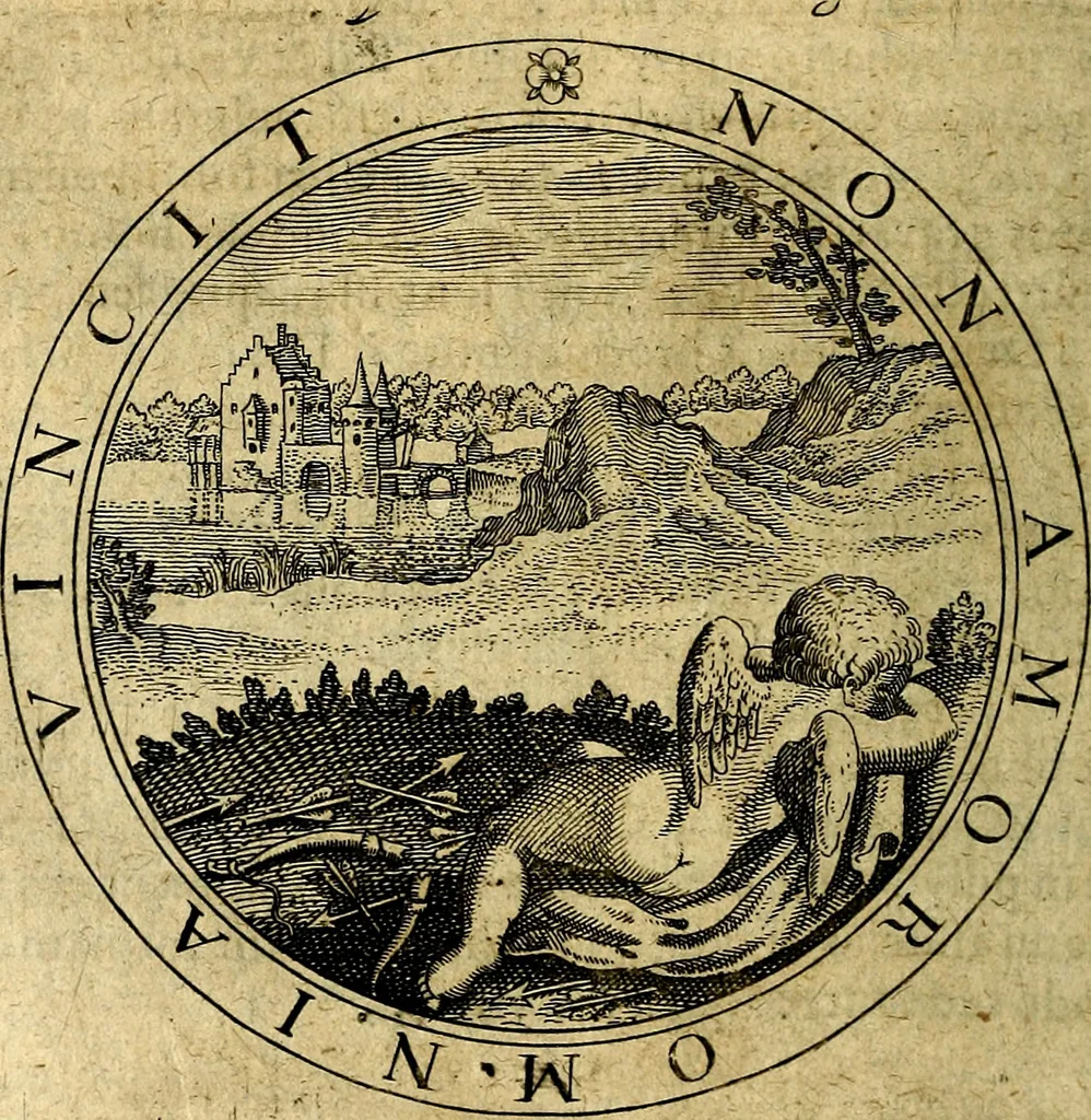 An illustration from Emblemata ethico politica. Ingenuâ at que eruditâ interpretatione nunc primùm illustrata, 1669, leaf 105