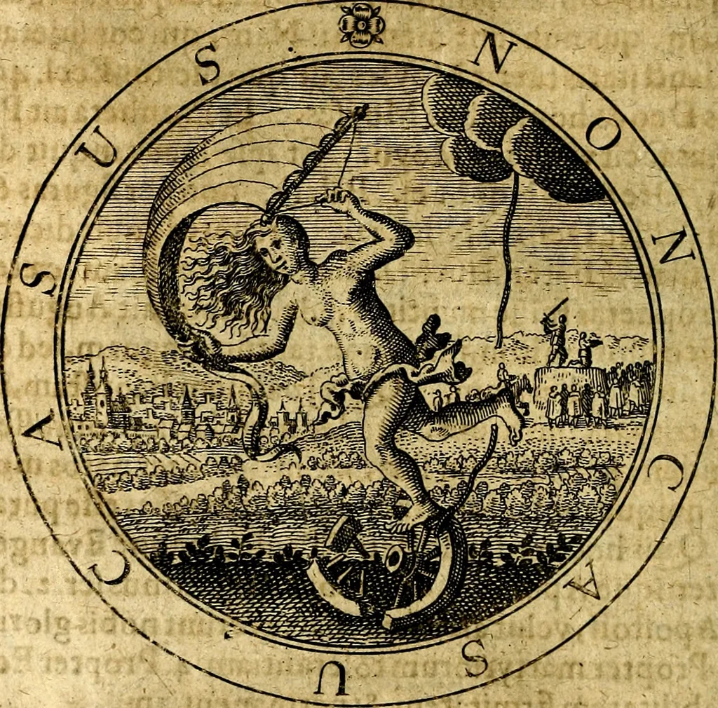 An illustration from Emblemata ethico politica. Ingenuâ at que eruditâ interpretatione nunc primùm illustrata, 1669, leaf 117