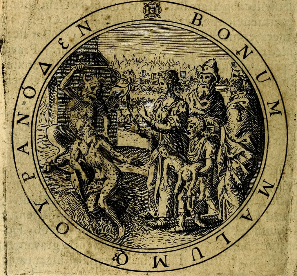 An illustration from Emblemata ethico politica. Ingenuâ at que eruditâ interpretatione nunc primùm illustrata, 1669, leaf 129