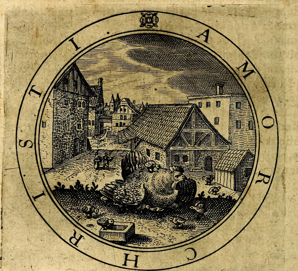 An illustration from Emblemata ethico politica. Ingenuâ at que eruditâ interpretatione nunc primùm illustrata, 1669, leaf 135