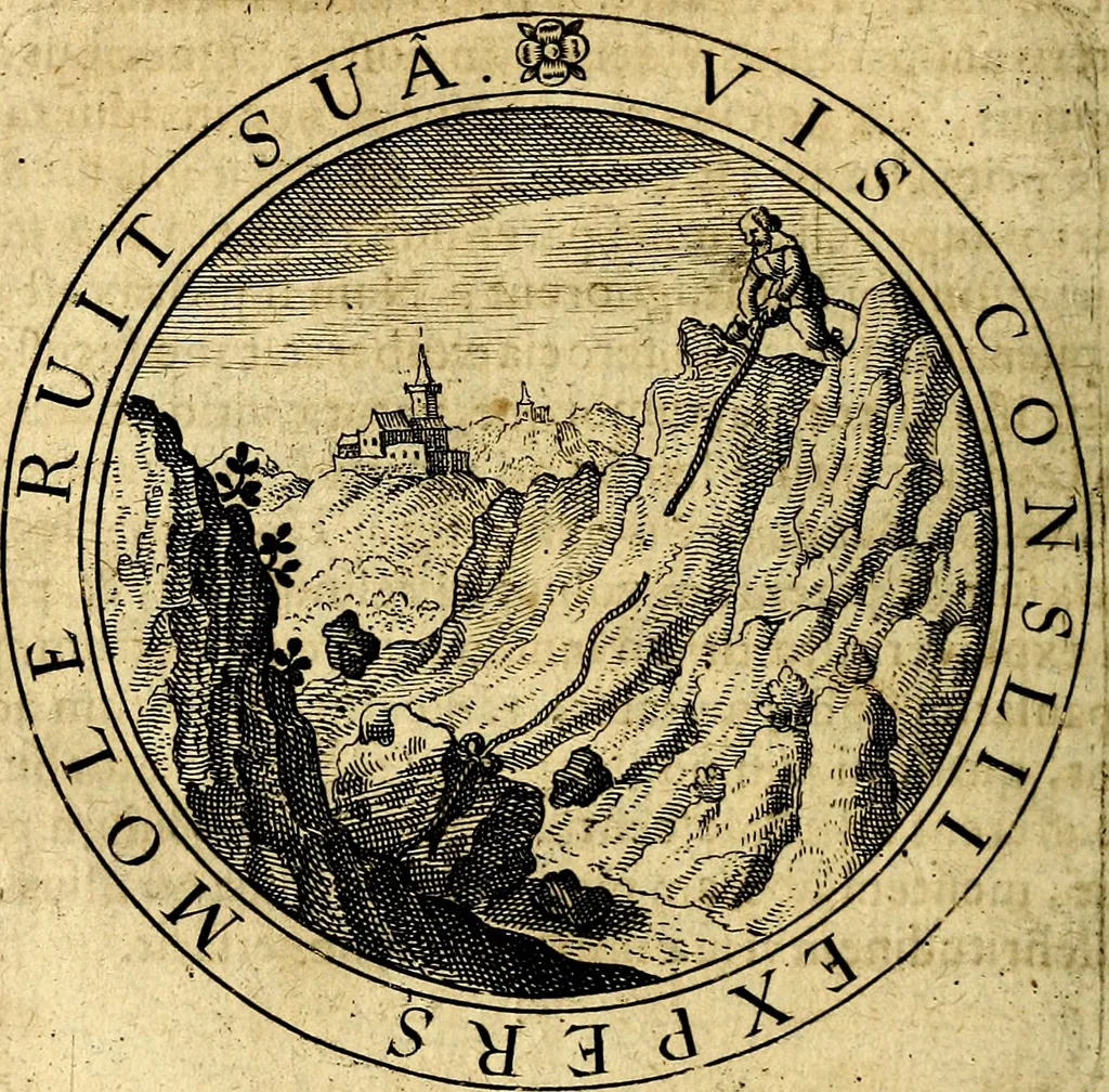An illustration from Emblemata ethico politica. Ingenuâ at que eruditâ interpretatione nunc primùm illustrata, 1669, leaf 147
