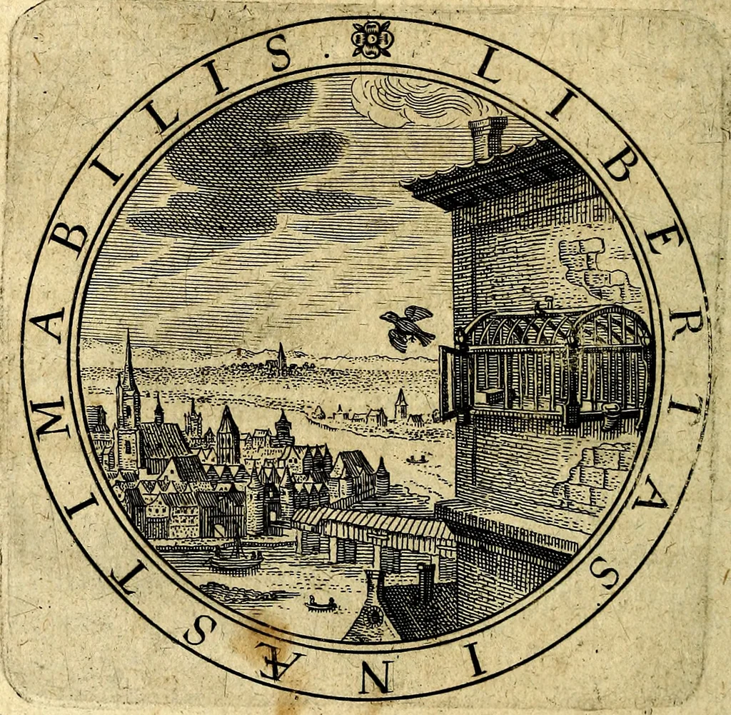An illustration from Emblemata ethico politica. Ingenuâ at que eruditâ interpretatione nunc primùm illustrata, 1669, leaf 187
