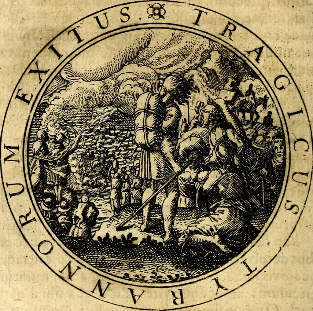 An illustration from Emblemata ethico politica. Ingenuâ at que eruditâ interpretatione nunc primùm illustrata, 1669, leaf 25