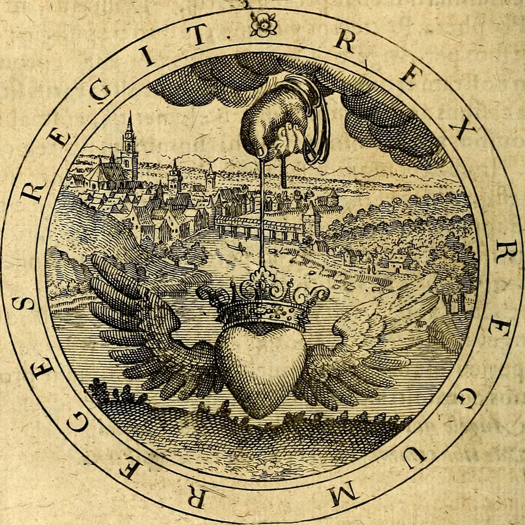 An illustration from Emblemata ethico politica. Ingenuâ at que eruditâ interpretatione nunc primùm illustrata, 1669, leaf 31