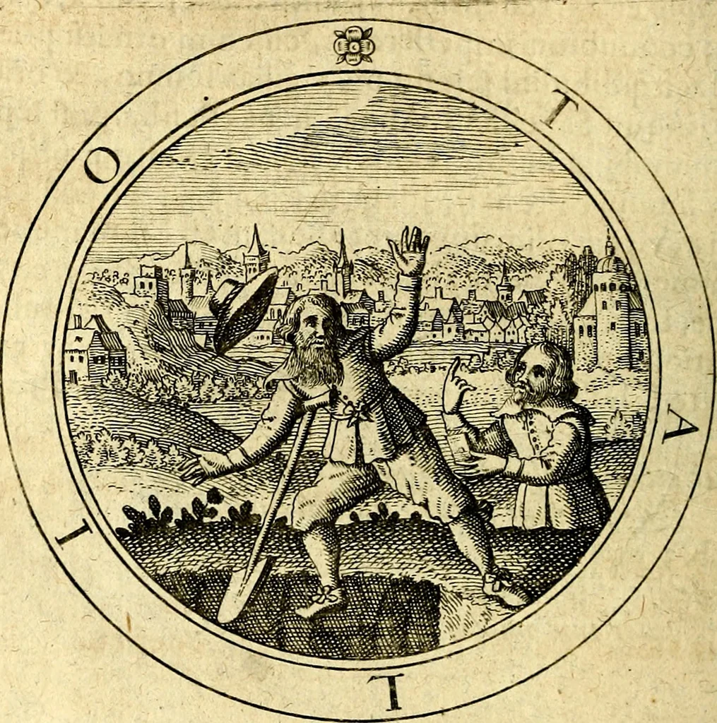 An illustration from Emblemata ethico politica. Ingenuâ at que eruditâ interpretatione nunc primùm illustrata, 1669, leaf 51