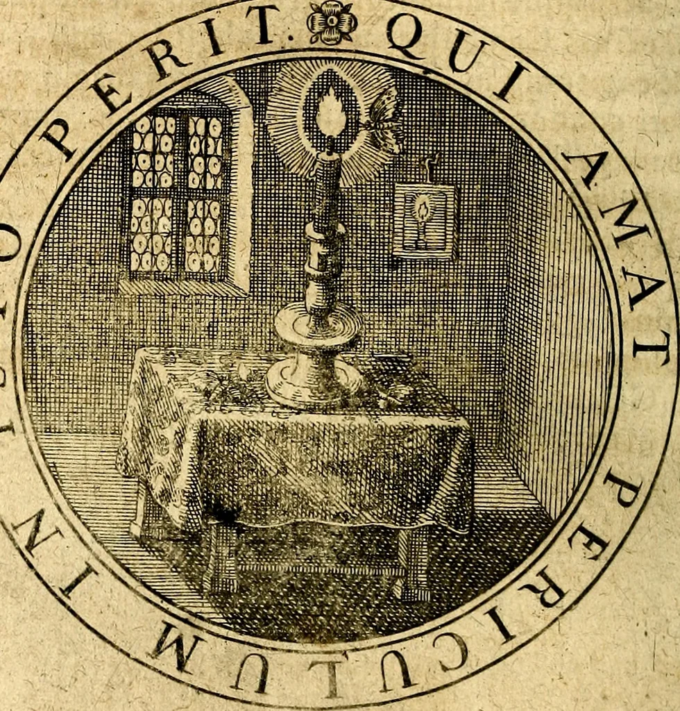 An illustration from Emblemata ethico politica. Ingenuâ at que eruditâ interpretatione nunc primùm illustrata, 1669, leaf 59