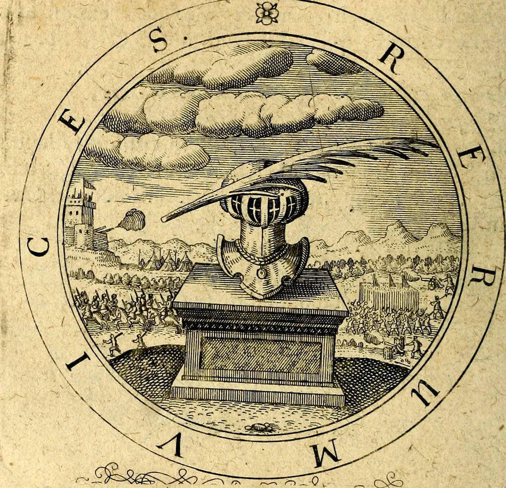 An illustration from Emblemata ethico politica. Ingenuâ at que eruditâ interpretatione nunc primùm illustrata, 1669, leaf 69