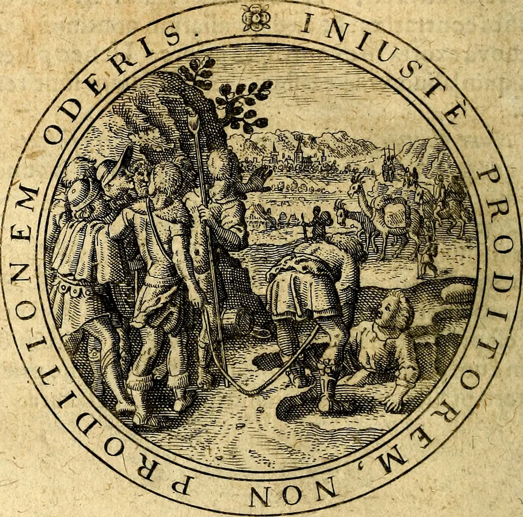 An illustration from Emblemata ethico politica. Ingenuâ at que eruditâ interpretatione nunc primùm illustrata, 1669, leaf 71