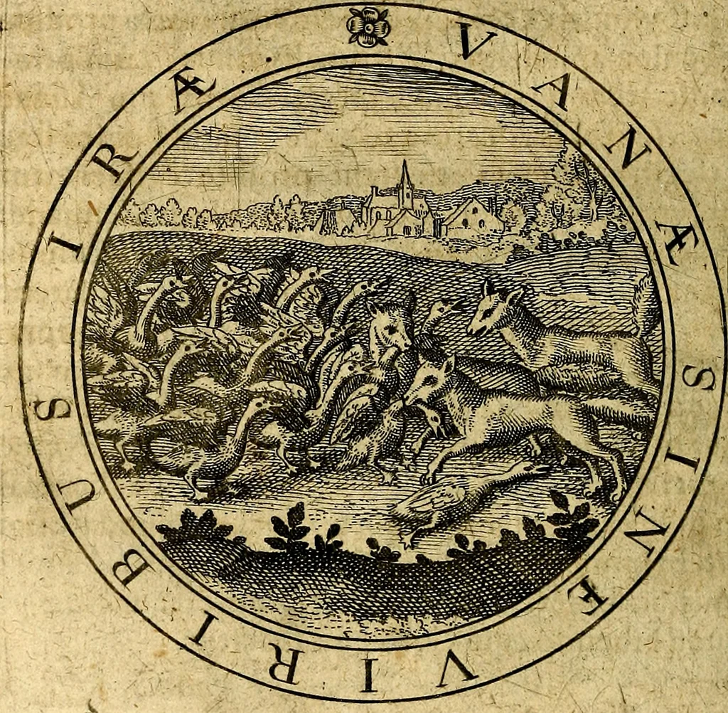 An illustration from Emblemata ethico politica. Ingenuâ at que eruditâ interpretatione nunc primùm illustrata, 1669, leaf 87