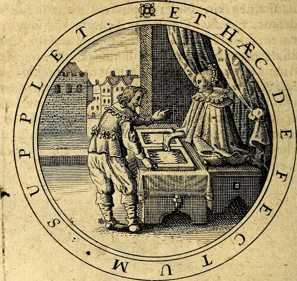 An illustration from Emblemata ethico politica. Ingenuâ at que eruditâ interpretatione nunc primùm illustrata, 1669, leaf 97