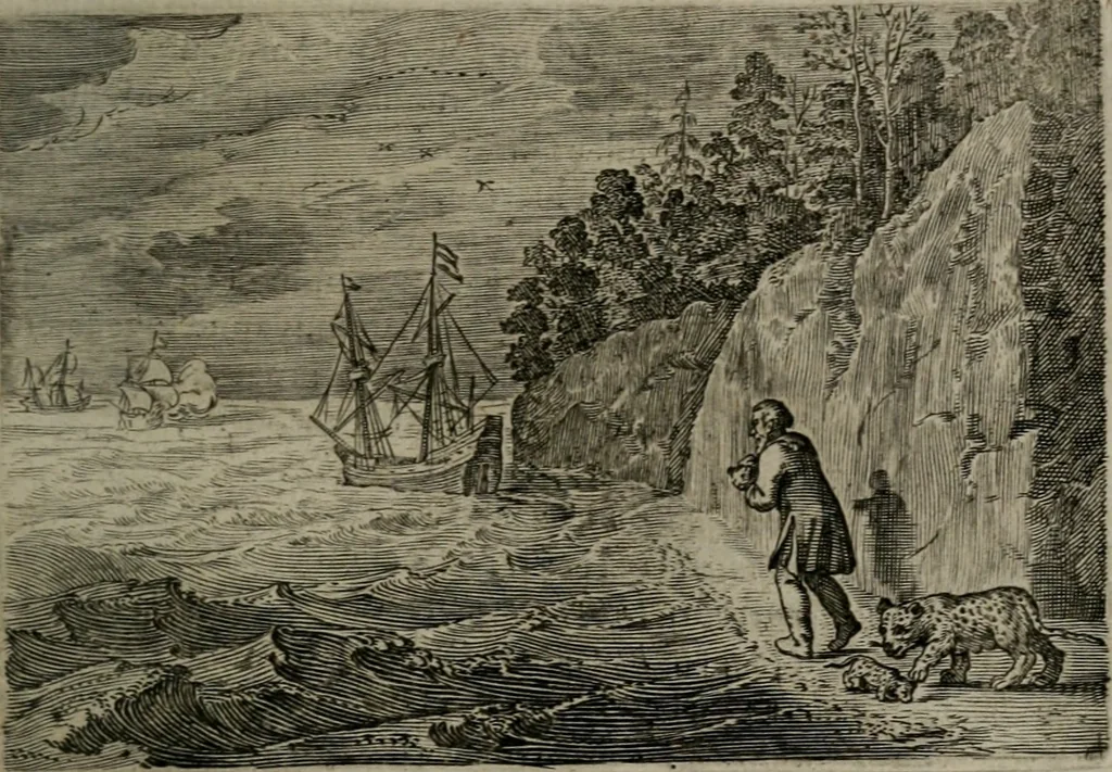 An illustration from Emblemata Florentii Schoonhovii I.C. Goudani : partim moralia partim etiam civilia : cum latiori eorundem ejusdem auctoris interpretatione : accedunt et alia quaedam poëmatia in alijs poematum suorum libris non contenta, 1648, leaf 108