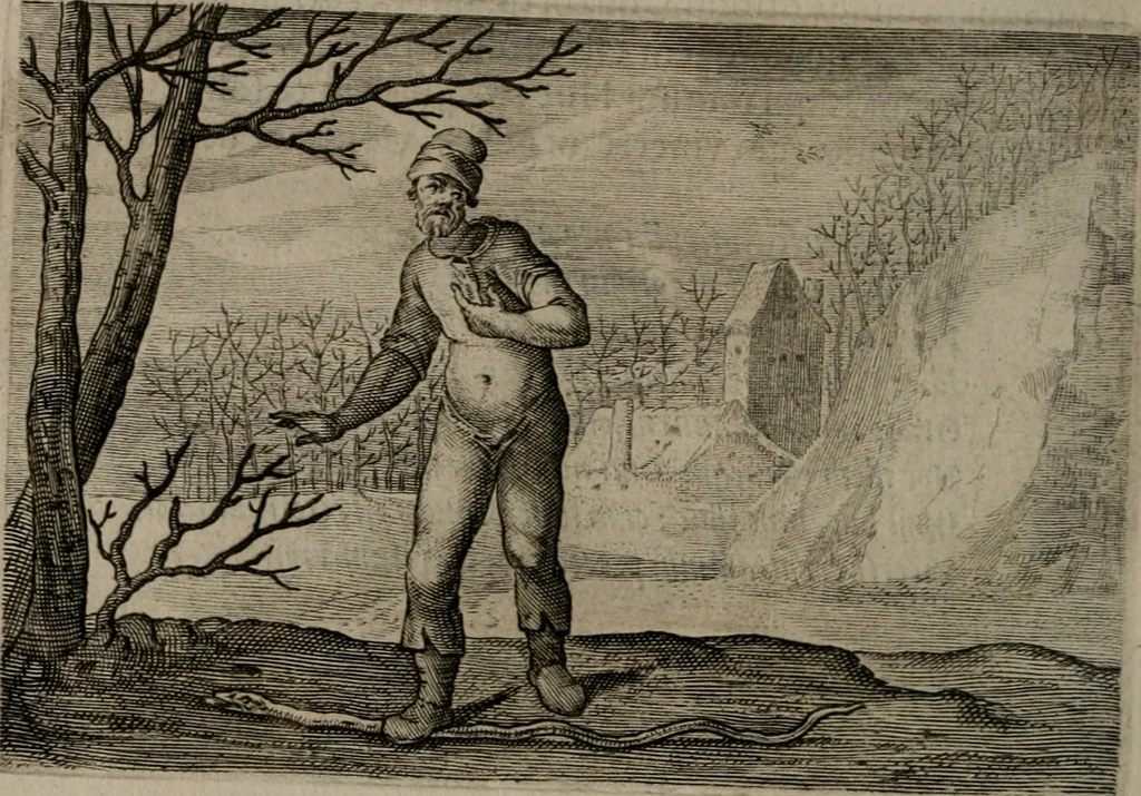 An illustration from Emblemata Florentii Schoonhovii I.C. Goudani : partim moralia partim etiam civilia : cum latiori eorundem ejusdem auctoris interpretatione : accedunt et alia quaedam poëmatia in alijs poematum suorum libris non contenta, 1648, leaf 115