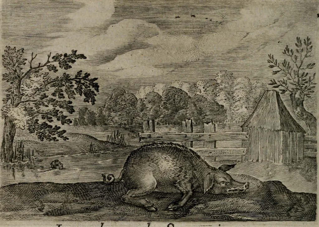 An illustration from Emblemata Florentii Schoonhovii I.C. Goudani : partim moralia partim etiam civilia : cum latiori eorundem ejusdem auctoris interpretatione : accedunt et alia quaedam poëmatia in alijs poematum suorum libris non contenta, 1648, leaf 143