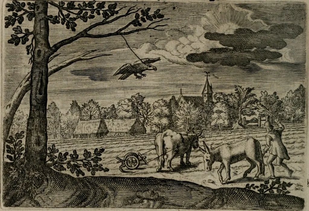 An illustration from Emblemata Florentii Schoonhovii I.C. Goudani : partim moralia partim etiam civilia : cum latiori eorundem ejusdem auctoris interpretatione : accedunt et alia quaedam poëmatia in alijs poematum suorum libris non contenta, 1648, leaf 199