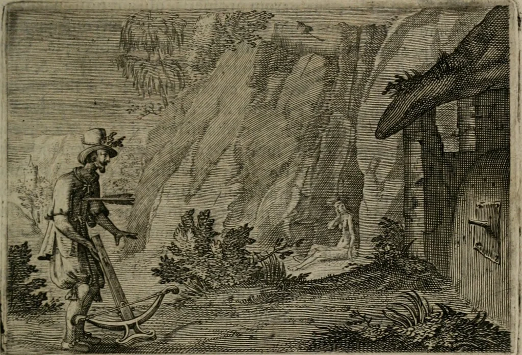 An illustration from Emblemata Florentii Schoonhovii I.C. Goudani : partim moralia partim etiam civilia : cum latiori eorundem ejusdem auctoris interpretatione : accedunt et alia quaedam poëmatia in alijs poematum suorum libris non contenta, 1648, leaf 202