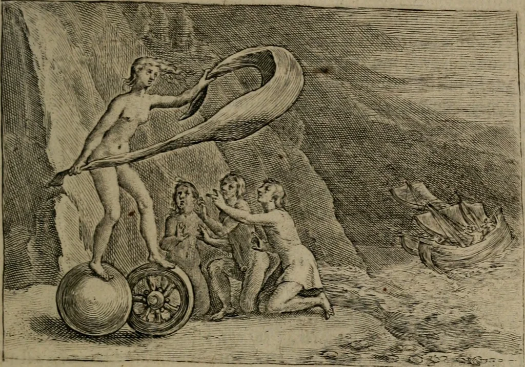 An illustration from Emblemata Florentii Schoonhovii I.C. Goudani : partim moralia partim etiam civilia : cum latiori eorundem ejusdem auctoris interpretatione : accedunt et alia quaedam poëmatia in alijs poematum suorum libris non contenta, 1648, leaf 30